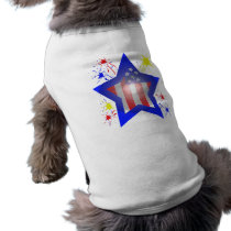 American star with fireworks dog shirt