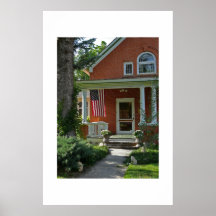 Americana - classic house on 4th of July Poster