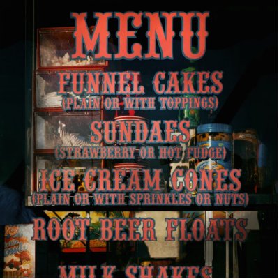 Americana - Menu Acrylic Cut Out by suburbanscenes