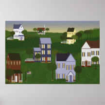 Americana Primitive Landscape Print