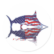 AmericanFlag Marlin by FishTs.com Round Stickers