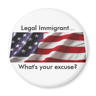AmericanFlag, What's your excuse?, Legal Immigr... Refrigerator Magnet by AmericansDivided