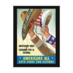 Americans All Let's Fight For Victory Post Cards