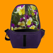 Amethyst Bag with Pansies Inside messenger bags