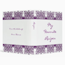 Amethyst Damask Recipe Book Binder