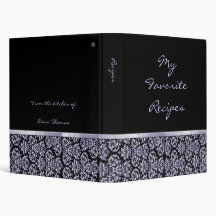 Amethyst Damask Ribbon Recipe Book 3 Ring Binders