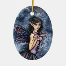 Amethyst Dragon Purple Fairy Fantasy Art Christmas Tree Ornament