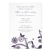 Amethyst Floral Swirls Bridal Shower Invitation