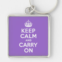 Amethyst Keep Calm and Carry On Keychains