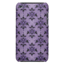 Amethyst Purple and Black Damask iPod Touch Cases
