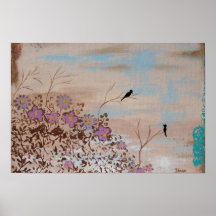 Amis - oiseaux sur des branches - affiche d'impres