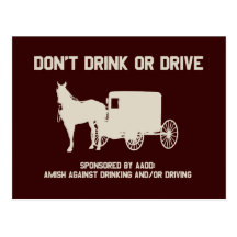 Amish - dont drink or drive post card