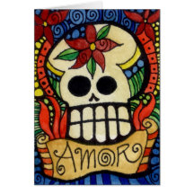 Amor Day of the Dead Sugar Skull Card