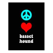 Amour Basset Hound de paix Carte Postale