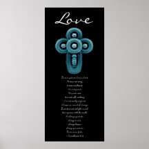 Amour - croix de rose de bleu posters