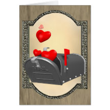 Amour dans le courrier cartes de vœux