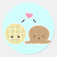 amour de crème glacée de gaufre et autocollant rond