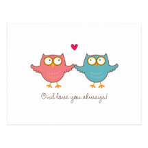 amour de hibou vous cartes postales