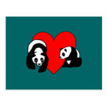 Amour de panda carte postale