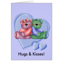 Amour d'ours de nounours de coeurs carte de vœux