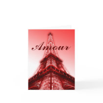 Amour Eiffel Tower Paris Valentine Card Red