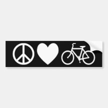 Amour et bicyclettes de paix adhésifs pour voiture