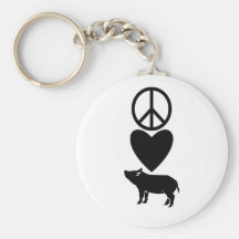 Amour et porcs Keychain de paix Porte-clés