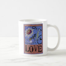 Amour : Gecko Mosiac de tournesol sur la terre cui Tasses À Café