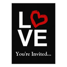 AMOUR, invitation noire et blanche de coeur de w/R