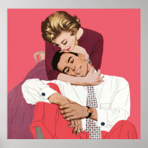 Amour romantique vintage, rétro Romance rose Posters