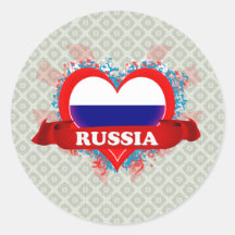 Amour Russie du cru I Autocollant Rond