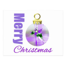Ampoule pourpre d'ornement de thème de Joyeux Noël Cartes Postales
