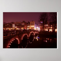 Amsterdam city by night in the Netherlands Posters