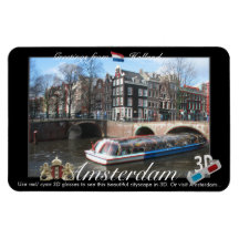 Amsterdam Holland 3D View Anaglyph Rectangle Magnets