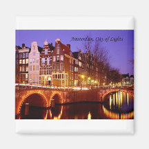 Amsterdam, ville des lumières (par St.K.) Magnets Pour Réfrigérateur
