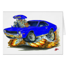 AMX Blue Car Greeting Card
