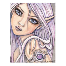 Amy Amethyst Fairy Postcard by Molly Harrison