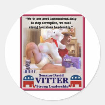 An anti Senator Vitter political ad. Stickers