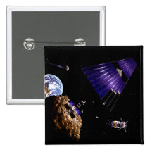 An asteroid mining mission pinback button