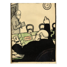 An employer sacks one of his employees post card