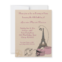 An Evening in Paris Pink Themed Party Invitation