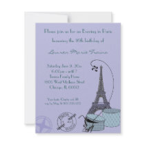 An Evening in Paris Purple Themed Party Invitation