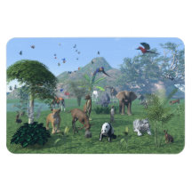 An exotic wild animal scene rectangle magnets
