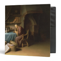 An Old Man Lighting his Pipe in a Study binders
