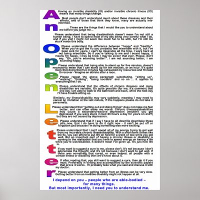 An Open Letter To Those Without Chronic Illness Poster by rickybuchanan