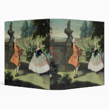 An ornamental garden with a young girl dancing to binder
