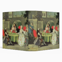 An ornamental garden with elegant figures seated a vinyl binders