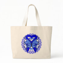Anal Cancer Butterfly Circle of Ribbons Canvas Bags