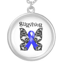 Anal Cancer Butterfly Ribbon Necklace