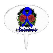 Anal Cancer Survivor Rose Grunge Tattoo Cake Toppers